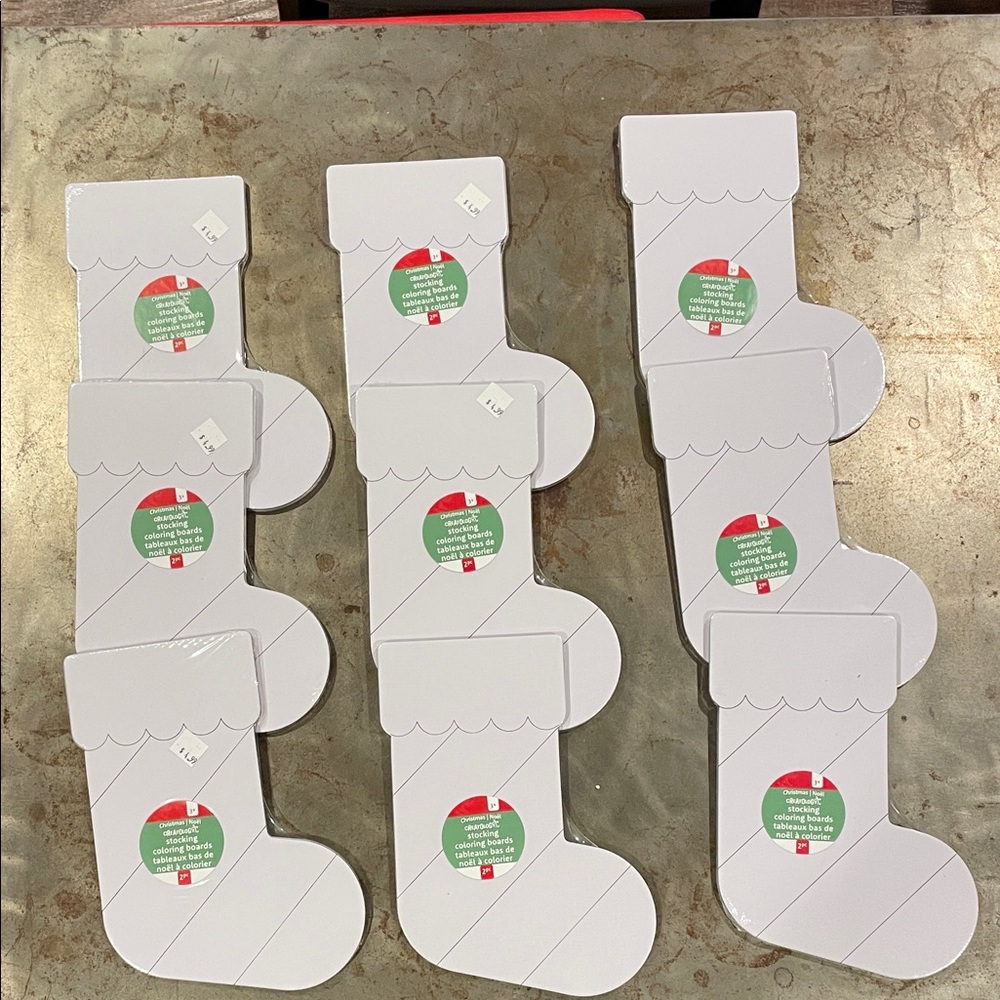 White Christmas Stockings Coloring Boards Craft Set